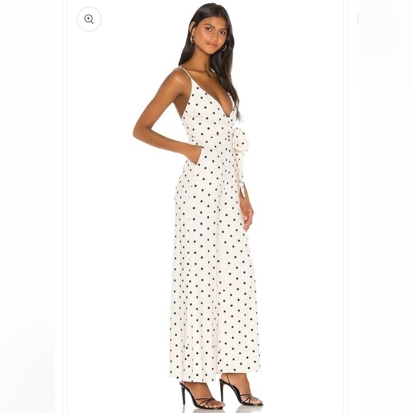 Tularosa Lainey Polka Dot Jumpsuit Ivory and Black - Picture 2 of 10